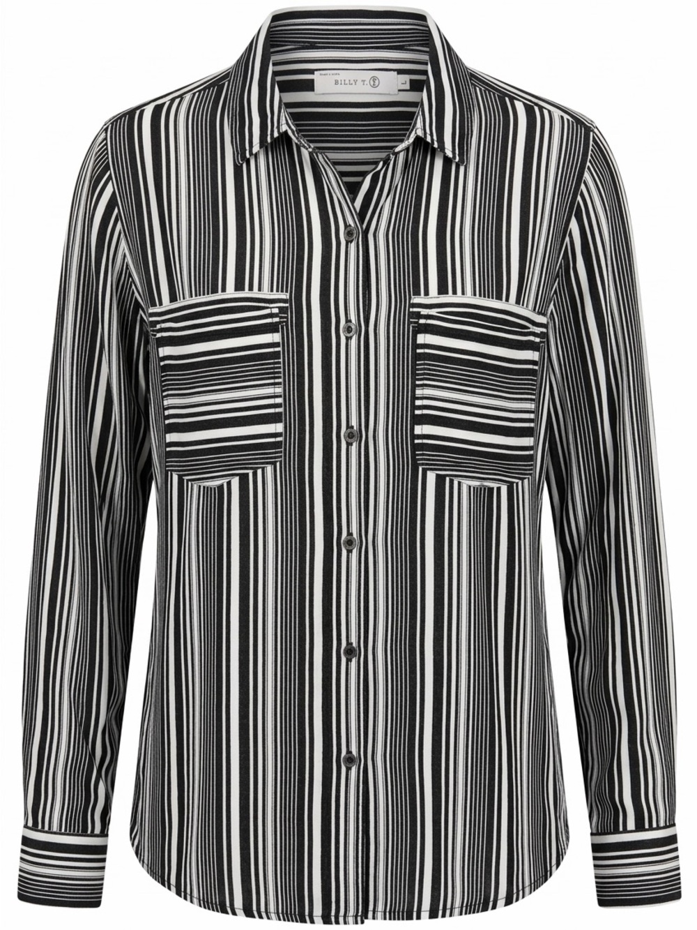 Billy T Black & White Vertical Stripe Button-Down Shirt